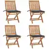Image de vidaXL Chaises pliables de jardin avec coussins lot de 4 Teck solide