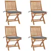 Image de vidaXL Chaises pliables de jardin avec coussins lot de 4 Teck solide