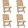 Image de vidaXL Chaises pliables de jardin avec coussins lot de 4 Teck solide