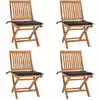 Image de vidaXL Chaises pliables de jardin avec coussins lot de 4 Teck solide