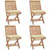 Image de vidaXL Chaises pliables de jardin avec coussins lot de 4 Teck solide