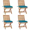 Image de vidaXL Chaises pliables de jardin avec coussins lot de 4 Teck solide