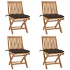 Image de vidaXL Lot de 4 Chaises Pliables de Jardin avec Coussins, Sièges de Terrasse, Chaises de Salle à Manger, Meubles de Patio Extérieur, Teck Solide