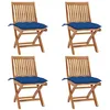 Image de vidaXL Chaises Pliantes avec Coussins, 4 pièces, en Teck Massif
