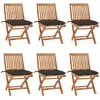 Image de vidaXL Chaises pliables de jardin avec coussins lot de 6 Bois de teck