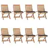 Image de vidaXL Chaises pliables de jardin avec coussins lot de 8 Teck solide