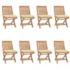 Image de vidaXL Chaises pliables de jardin avec coussins lot de 8 Teck solide