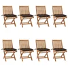 Image de vidaXL Lot de 8 Chaises Pliables de Jardin avec Coussins, Sièges de Terrasse, Chaises de Salle à Manger, Meubles de Patio Extérieur, Teck Solide