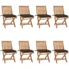 Image de vidaXL Chaises pliables de jardin avec coussins lot de 8 Teck solide