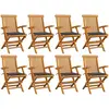 Image de vidaXL Chaises de jardin avec coussins anthracite lot de 8 Teck massif