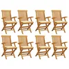 Image de vidaXL Lot de 8 Chaises de Jardin avec Coussins, Sièges de Terrasse, Chaises de Balcon, Meubles de Patio Extérieur, Crème Bois Teck Massif