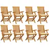 Image de vidaXL Chaises de jardin avec coussins crème lot de 8 Bois teck massif