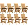Image de vidaXL Chaises de jardin avec coussins taupe lot de 8 Bois teck massif
