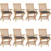 Image de vidaXL Chaises de jardin avec coussins anthracite lot de 8 Teck massif