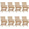 Image de vidaXL Lot de 8 Chaises de Jardin avec Coussins, Sièges de Terrasse, Chaises de Balcon, Meubles de Patio Extérieur, Beige Bois Teck Massif