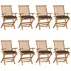 Image de vidaXL Chaises de jardin avec coussins taupe lot de 8 Bois teck massif