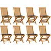 Image de vidaXL Chaises de jardin avec coussins anthracite lot de 8 Teck massif