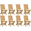 Image de vidaXL Chaises de jardin et coussins crème lot de 8 Bois teck massif