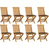 Image de vidaXL Chaises de jardin et coussins taupe lot de 8 Bois teck massif