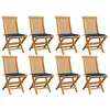Image de vidaXL Lot de 8 Chaises de Jardin avec Coussins, Sièges de Terrasse, Chaises de Balcon, Meubles de Patio Extérieur, Bleu Royal Teck Massif