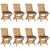 Image de vidaXL Chaises de jardin avec coussins anthracite lot de 8 Teck massif