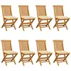 Image de vidaXL Chaises de jardin et coussins blanc crème lot de 8 Teck massif