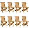 Image de vidaXL Lot de 8 Chaises de Jardin avec Coussins, Sièges de Terrasse, Chaises de Balcon, Meubles de Patio Extérieur, Beige Bois Teck Massif