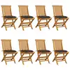 Image de vidaXL Chaises de jardin et coussins taupe lot de 8 Bois teck massif