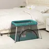 Image de vidaXL Parc pour bébé avec matelas Vert Tissu de lin