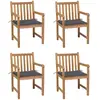 Image de vidaXL Chaises de jardin lot de 4 avec coussins anthracite Teck solide
