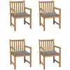 Image de vidaXL Chaises de jardin lot de 4 et coussins gris Bois de teck solide