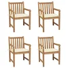 Image de vidaXL Lot de 4 Chaises de Jardin avec Coussins, Sièges de Terrasse, Chaises de Salle à Manger, Meubles de Patio Extérieur, Crème Bois Teck Solide