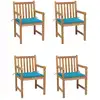 Image de vidaXL Chaises de jardin lot de 4 et coussins bleu Bois de teck solide