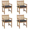 Image de vidaXL Chaises de jardin lot de 4 avec coussins anthracite Teck solide