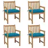 Image de vidaXL Chaises de jardin lot de 4 avec coussins bleu clair Teck solide