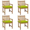 Image de vidaXL Chaises de jardin lot de 4 avec coussins vert vif Teck solide