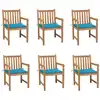 Image de vidaXL Chaises de jardin lot de 6 et coussins bleu Bois de teck massif