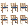 Image de vidaXL Chaises de jardin lot de 6 et coussins bleu royal Bois de teck