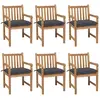 Image de vidaXL Chaises de jardin lot de 6 avec coussins anthracite Teck solide