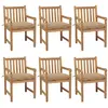 Image de vidaXL Chaises de jardin lot de 6 et coussins beige bois teck solide