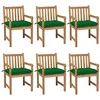 Image de vidaXL Lot de 6 Chaises de Jardin avec Coussins, Sièges de Terrasse, Chaises de Salle à Manger, Meubles de Patio Extérieur, Vert Bois de Teck Solide