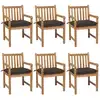 Image de vidaXL Chaises de jardin lot de 6 et coussins taupe bois teck solide