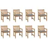 Image de vidaXL Chaises de jardin lot de 8 avec coussins gris Bois teck massif