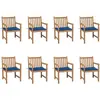 Image de vidaXL Chaises de jardin lot de 8 avec coussins bleu royal Bois teck