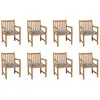 Image de vidaXL Chaises de jardin lot de 8 et coussins carreaux gris Bois teck