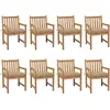 Image de vidaXL Chaises de jardin lot de 8 avec coussins beige Bois teck solide