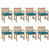Image de vidaXL Lot de 8 Chaises de Jardin avec Coussins, Sièges de Terrasse, Chaises de Salle à Manger, Meubles de Patio Extérieur, Bleu Clair Teck Solide