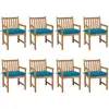 Image de vidaXL Chaises de jardin lot de 8 avec coussins bleu clair Teck solide