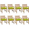 Image de vidaXL Chaises de jardin lot de 8 avec coussins vert vif Teck solide