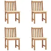 Image de vidaXL Lot de 4 Chaises de Jardin avec Coussins, Sièges de Terrasse, Chaises de Salle à Manger, Meubles de Patio Extérieur, Bois de Teck Massif